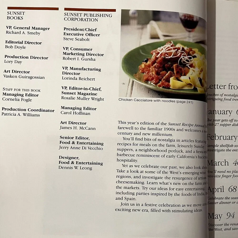 Sunset Recipe Annual 2000 Edition Hardcover Cook Book GUC